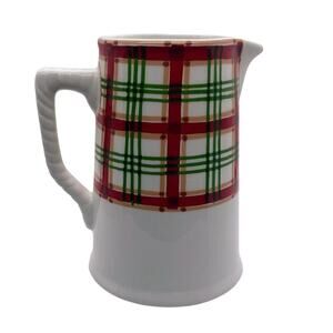 Tiffany & Co Vintage Este Ceramiche Plaid Pitcher Christmas Made in Italy